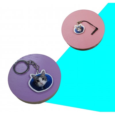 Acrylic Keychain + Mobile Phone Dust Plug / 亞加力鎖匙扣+耳機防塵塞套裝 TE1449